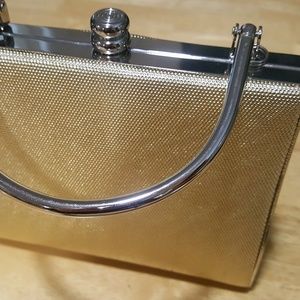 SASHA silver metal purse w/ gold accents